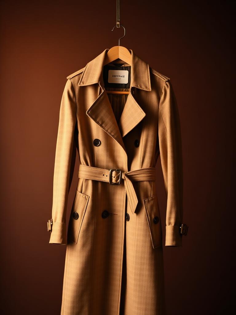 Burberry women's Kensington honey-check belted trench coat