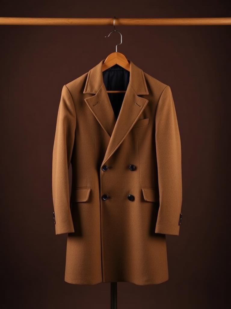 Tom Ford men's camel-hair double-breasted overcoat