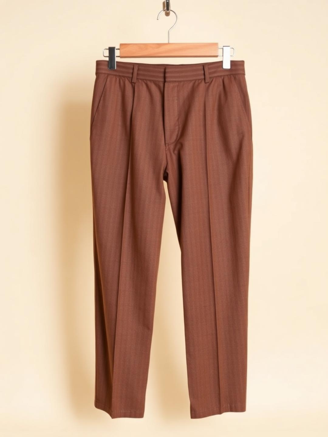 The Tonbridge Trouser — warm brown pleated flannel trousers
